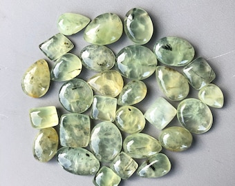 Prehnite with Epidote Inclusions Natural Stone Cabochons | 94g Wholesale Parcel Lot of 29