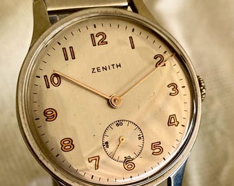 Vintage Zenith Small Seconds Uhr aus den 1940er Jahren – Schweizer mechanische elegante Uhr