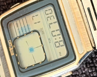 Vintage Ectron Ana-Digi Watch: 1980s Dual-Display, Brushed Steel Bracelet