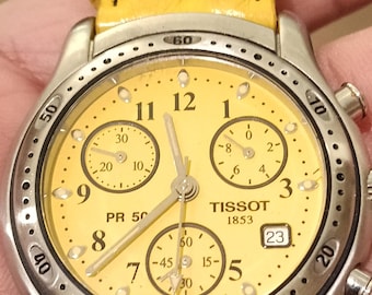Tissot PR 50 Chronograph Yellow Dial Watch (Ref. J178/278) – Swiss Quartz Collector's Piece
