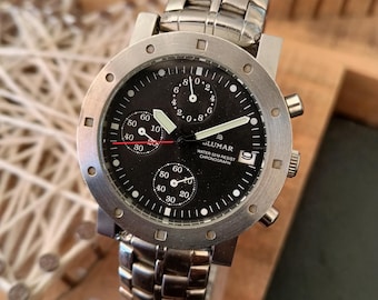 Vintage Blumar Steel Chronograph Watch – Industrial Tool Watch Style