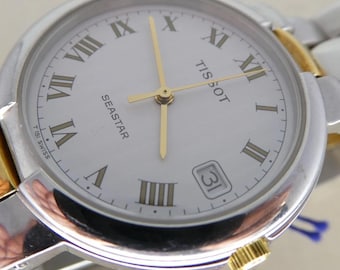 Tissot PRC 100 Solar Two-Tone Gold Watch – 27mm Roman Dial, Swiss Made