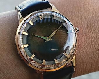 Vintage 1950s Flica Gold Tuxedo Dial Mechanical Watch – Swiss Mid-Century Timepiece