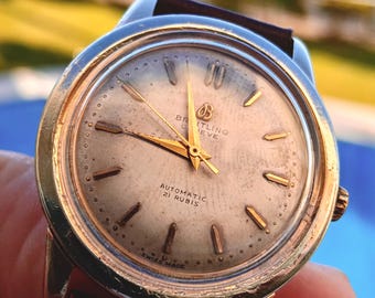 1956 Breitling Geneve Automatic Bidynator Watch – 18k Gold Plated Swiss Made