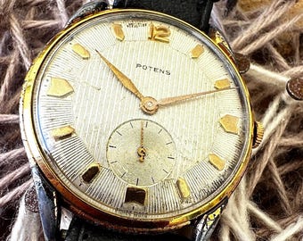 Vintage Potens Prima Jumbo Waffle Dial Watch | Serviced by Master Watchmaker