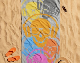 Serviette de plage Alegia crânes colorés avec casque