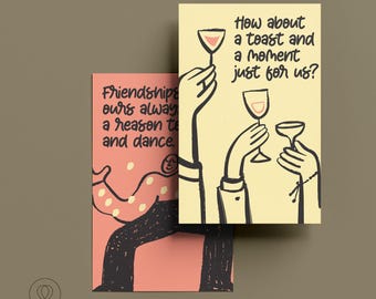 Illustrated 2 Postcard Set – Printable Art Prints (A6)