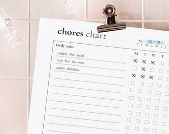 Chores Chart Printable – Family & Kids Chore Tracker for Home Routine (A4, A5, US Letter)