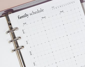 Family Schedule Printable – Weekly Family Planner for Fridge or Binder (A4, A5, US Letter)