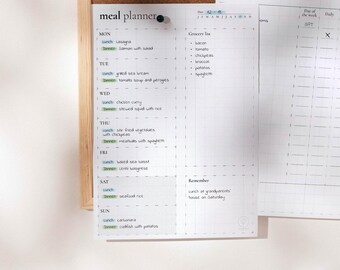 Meal Planner Printable for Agenda or Wall, Minimal Planner style (A4, A5, Letter size)