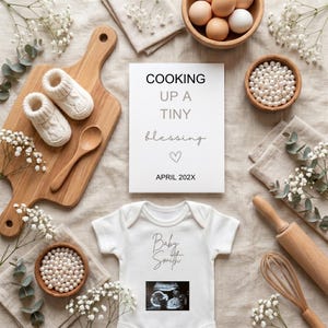 Petit pain de cuisson modifiable au four | Faire-part bébé neutre | Modèle pour réseaux sociaux Canvas à télécharger