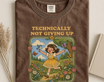 Divertente maglietta da lavoro, umorismo nero "tecnicamente non mi arrendo", regalo per burnout, grafica retrò vintage