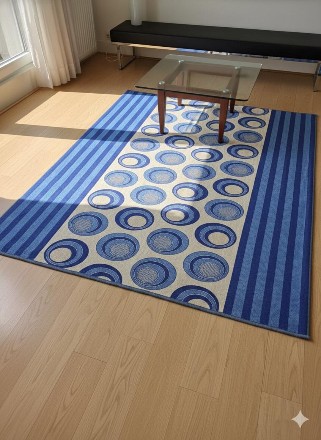 Modern Blue Geometric Circle Pattern Area Rug - Etsy