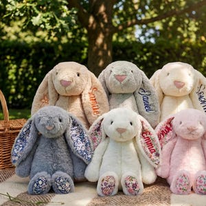 Custom Name Tag Plush Bunny Toy | Emotional Support Stuffed Animal | Baby's First Easter | Easter Bunny Gift  | Easter Decor