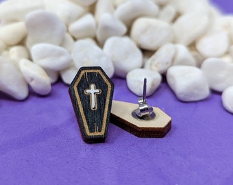 Coffin earrings great for Halloween
