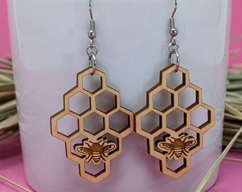 Boucles d’oreilles Bee Honeycomb Dangle