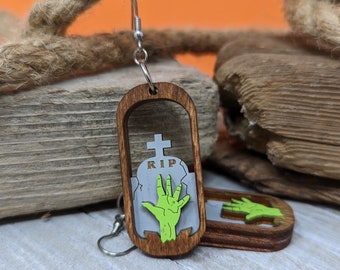 Zombie Hand Halloween Earrings Gift Idea