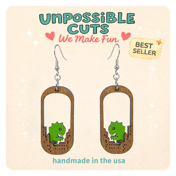 Kaiju Monster Dangle Earrings, Weird Monster Jewelry, Sci Fi Gift