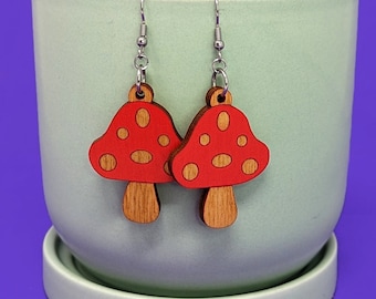 Mushroom Dangle Earrings | Woodland Earrings | Mushroom Earrings | Mushroom Jewelry | Cute Jewelry | Hypoallergenic | Toadstool Earrings