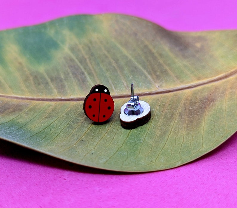 Ladybug Earrings, cute ladybug jewelry, ladybird earrings image 1