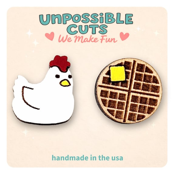 Chicken Waffles Earrings, Breakfast Lover Gift, Quirky Food Studs
