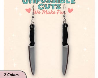 Pink Knife Dangle Earrings, Gothic Kawaii Jewelry, Horror Gift