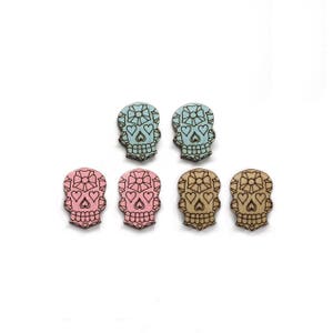 Sugar Skull Handmade Stud Earrings| Great Gift for Girls| Women Accessories| Hand painted Jewelry| Unique Laser Cut Earrings| Lightweight