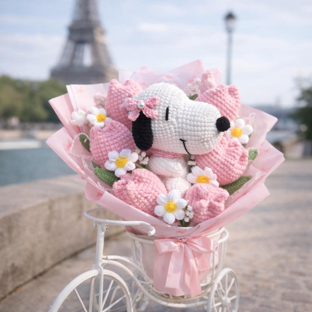 Valentine's Day Crochet Snoopy Flower Bouquet Pattern – Beginner