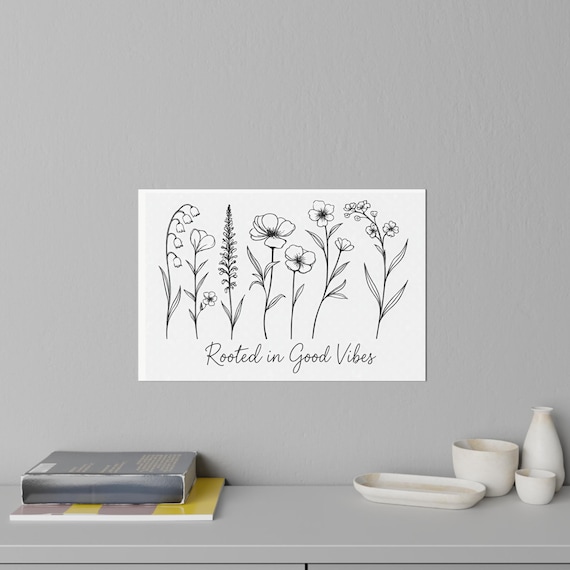 Rooted in Good Vibes floral wall decal | Wall Decal