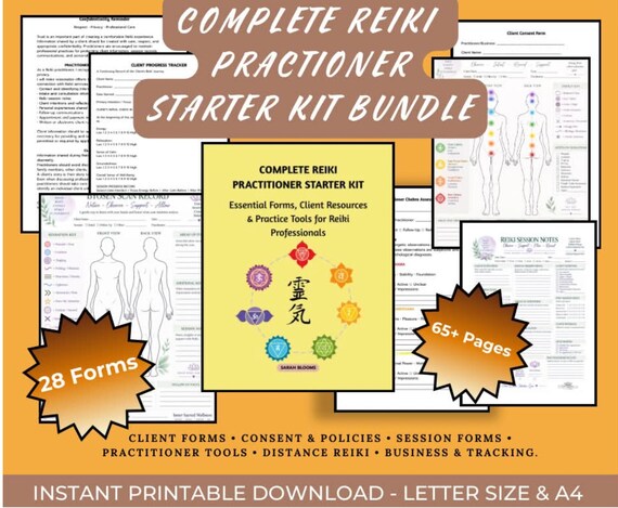 Complete Reiki Practitioner Starter Kit | Reiki Client Forms, Intake, Consent, Session Notes & Practice Tools | Printable PDF