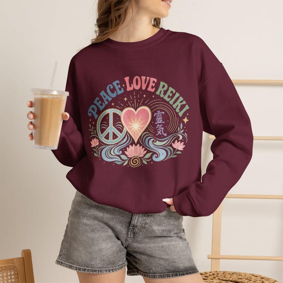 Peace Love Reiki Sweatshirt | Spiritual Wellness Gift