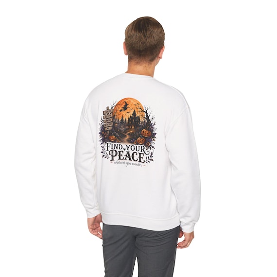 Find Your Peace Halloween Sweatshirt | Spooky Pumpkin Moon Forest
