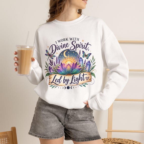 Led by Light spiritual lotus sweatshirt | Inspirational crewneck
