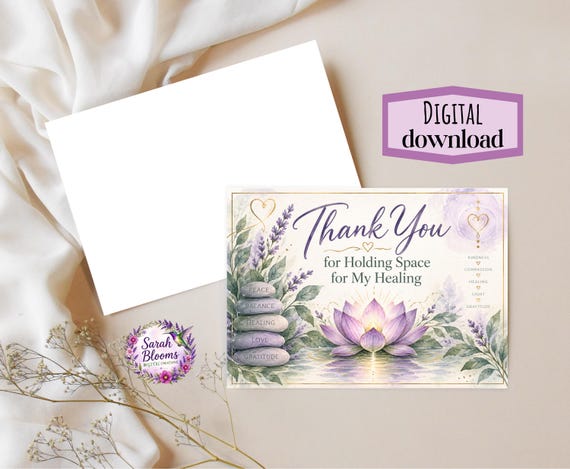 Thank You for Holding Space for My Healing Card | Reiki Practitioner Thank You | Energy Healer Appreciation | Spiritual Thank You Card