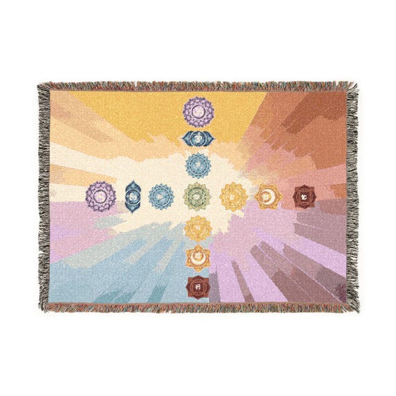 Wheels of Light Woven Blanket | Chakra Tapestry Throw