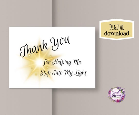 Helping Me Step into My Light Card | Reiki Mentor Appreciation | Energy Healer Gift
