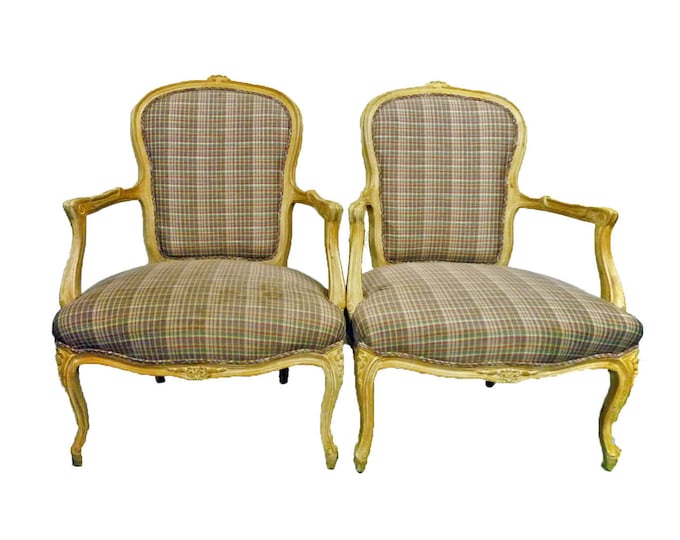Pair French ANTIQUE CHAIRS Louis XV Style Antique Fauteuils Etsy