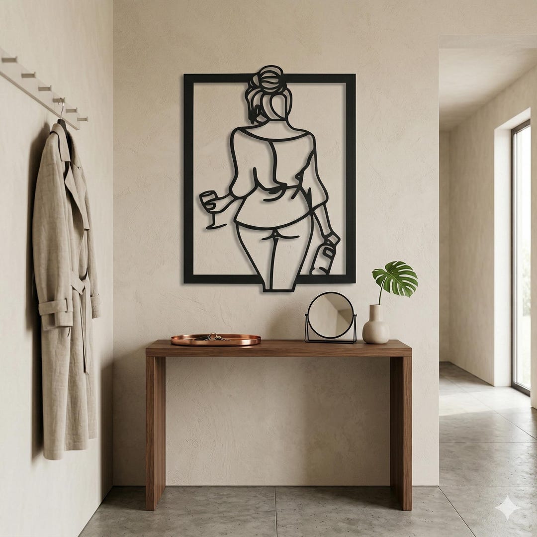 Minimalist Woman Metal Wall Art, Modern Line Art Decor - Etsy