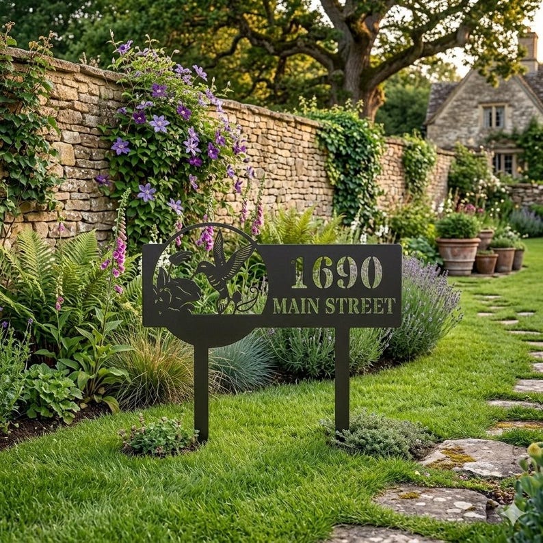 Personalized Metal Address Sign, Custom House Number Yard Stake ...