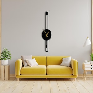 Modern Vertical Pendulum Wall Clock, Oversize Silent Metal Minimalist Home Decor