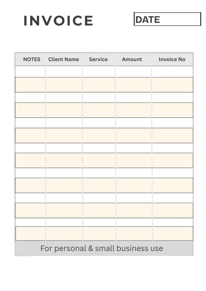Invoice Datagrid Editable Invoice Template | Canva, Small Business Tracker (PDF File) - Etsy