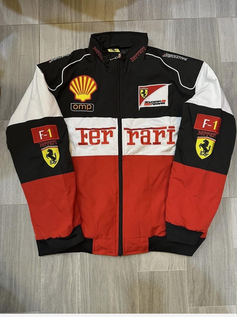 Vintage F1 Racing Jacket - Shell & Bridgestone Embroidered Bomber - Red ...