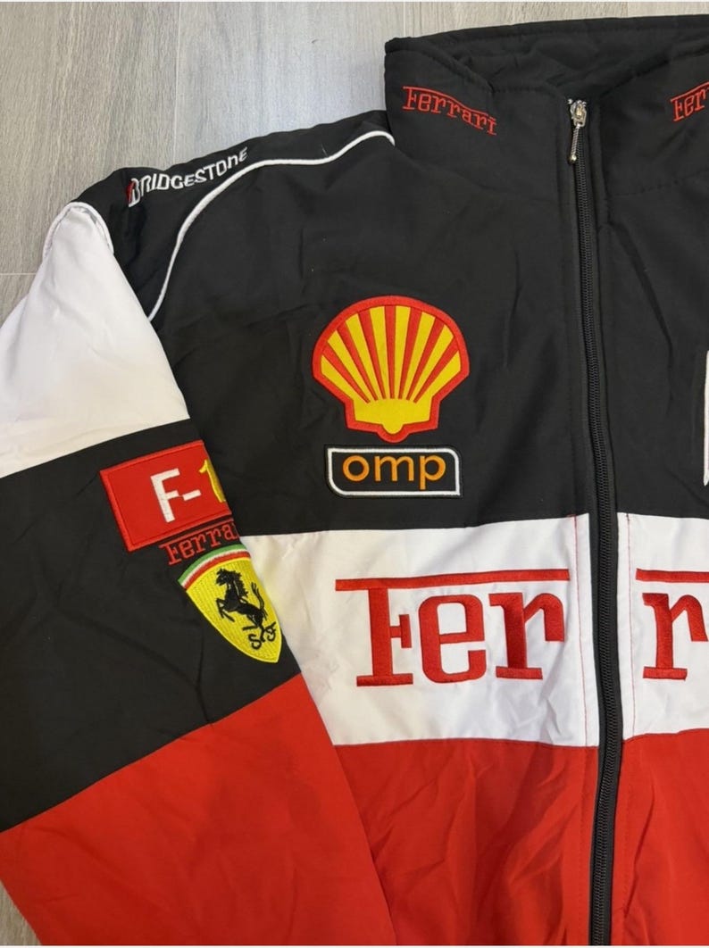 Vintage F1 Racing Jacket - Shell & Bridgestone Embroidered Bomber - Red ...
