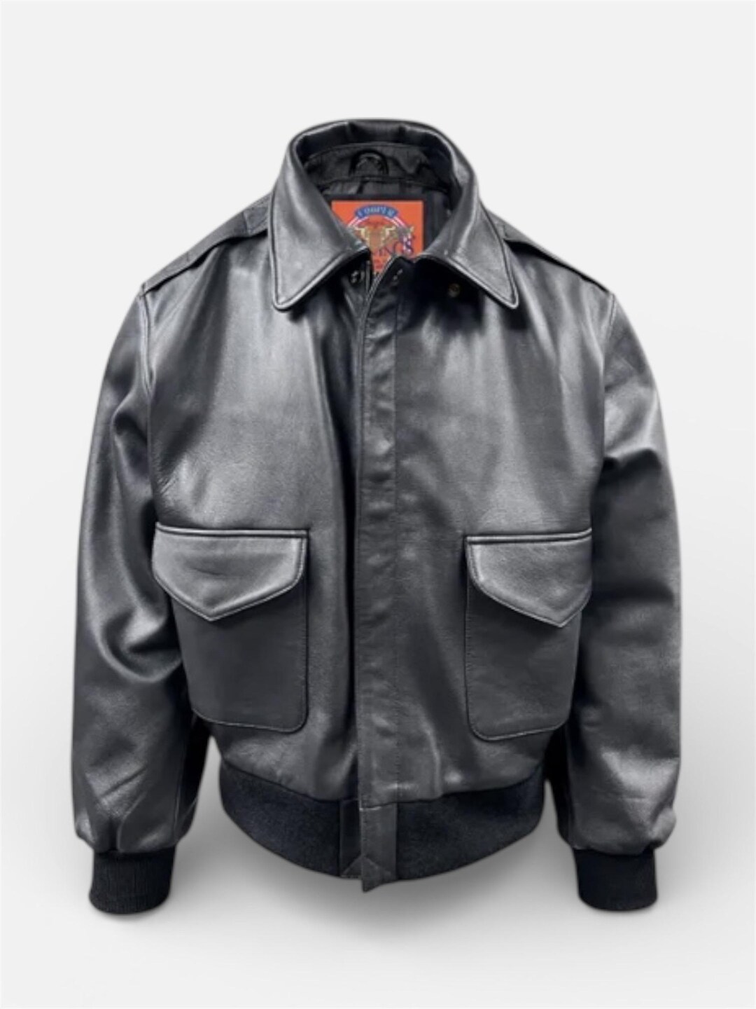 ジャケット・アウター A-2 archive leather flight jacket Men's Classic A-2 Leather Flight Bomber Jacket - Genuine Full