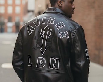 Männer Avirex Schwarz Echt Bomber Amerikanische Fliegerjacke Kunstleder Jacke Männer Geschenk Lederjacken