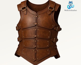 Ręcznie robiona skórzana kamizelka zbroi brygandyny – średniowieczny element napierśnika wikingów