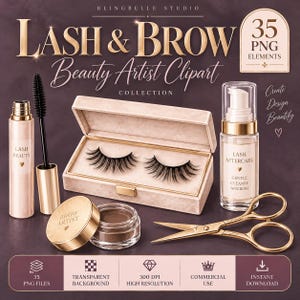 Lash & Brow PNG Set | Lash Extension Graphics | Beauty Business Files