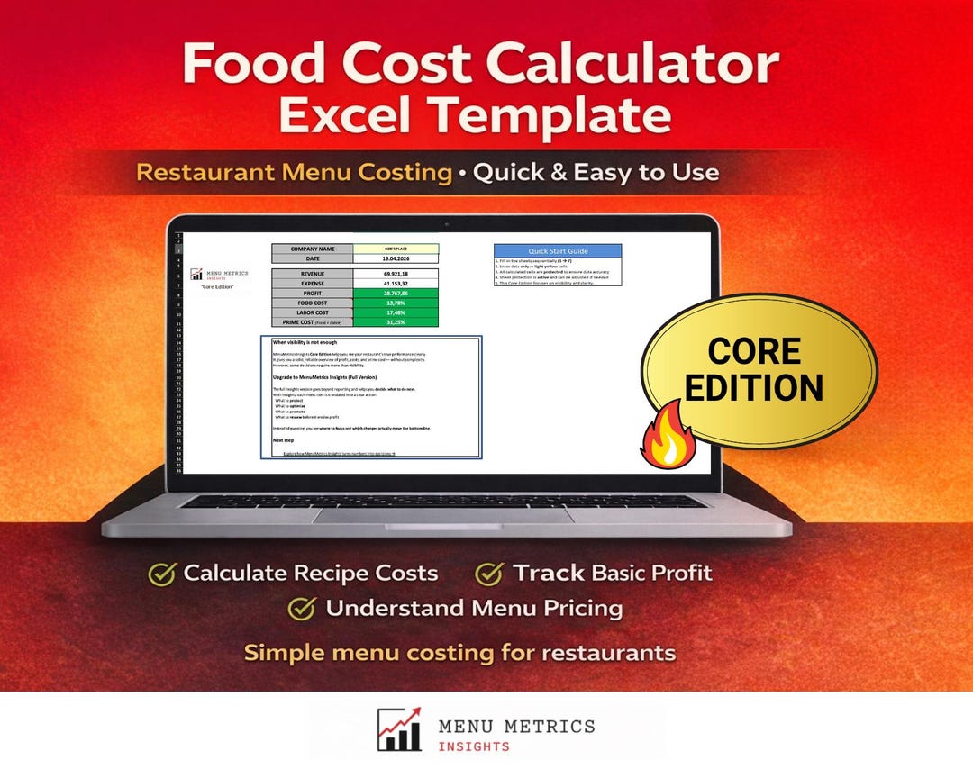 Food Cost Calculator Excel Template Restaurant Menu Costing Spreadsheet ...