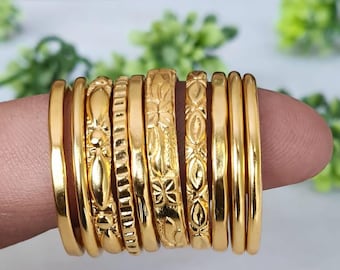 Gold Plated Stacking Ring Set | Minimalist Boho Knuckle Rings