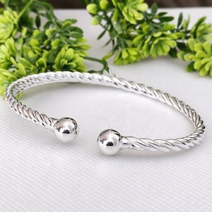 Handcrafted Twisted Silver Cuff Bracelet | Minimalist Adjustable Kada